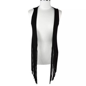 Black fringe vest size medium/large 70’s vest